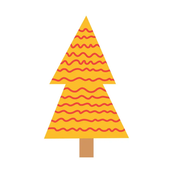 Christmas Tree Hand Drawing Fir Tree Christmas Ornaments Holiday Poster — Stock Vector