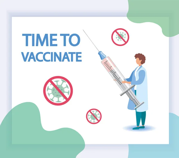 Covid Virüs Aşısı Şırınga Enjeksiyonu Önleme Aşılama Koronavirüs Enfeksiyonu Için — Stok Vektör