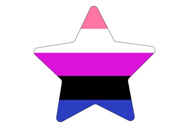 LGBT gurur bayrağı, cinsiyet akışkan gurur. Çok renkli barış bayrağı hareketi. Orijinal renk sembolü. Yıldız şekilli