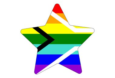 LGBT gurur bayrağı, Güney Afrika Gay Gurur Bayrağı. Çok renkli barış bayrağı hareketi. Orijinal renk sembolü. Yıldız şekilli