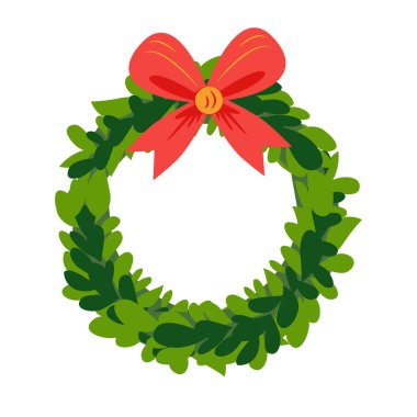 Kurdeleli, taşaklı ve fiyonklu Noel çelengi. Kırmızı böğürtlenli Noel çelengi. Aralık ayında yeni yıl kutlaması