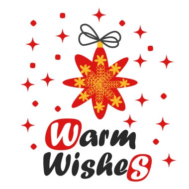 Noel yıldızı ve dekorasyon unsurları. Noel ve Mutlu Yıllar illüstrasyonları. Moda retro tarzı, tasarım şablonu.