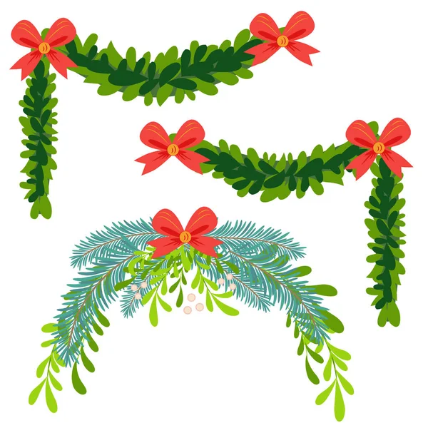Corona Navidad Acebo Con Bayas Rojas Hoja Verde Celebración Año — Vector de stock