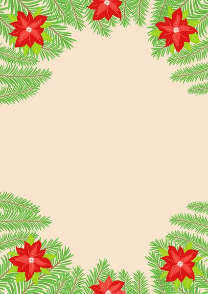 Heerlijke Winter Illustratie Van Kerstmis Planten Frame Tekenen Voor Ansichtkaart — Stockvector