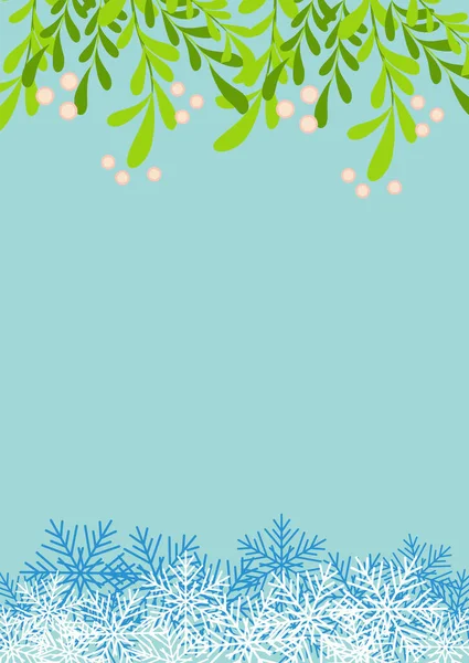 Wspaniała Zima Ilustracja Bożonarodzeniowych Roślin Ramki Rysunek Pocztówkę Plakat Tło — Wektor stockowy