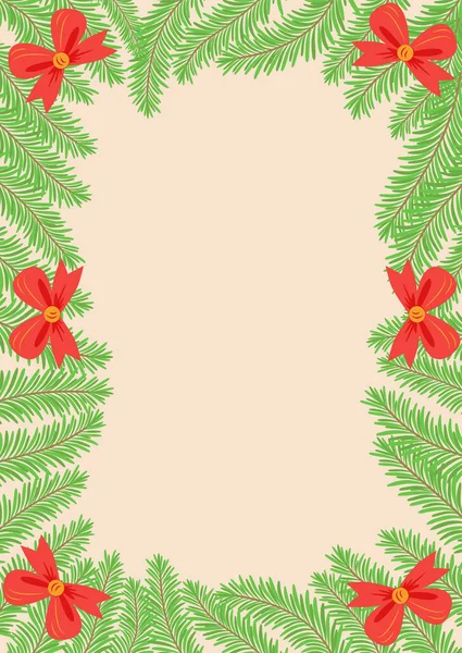 Heerlijke Winter Illustratie Van Kerstmis Planten Frame Tekenen Voor Ansichtkaart — Stockvector