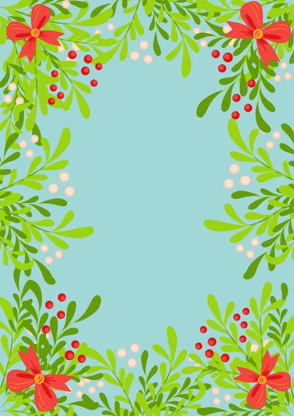 Heerlijke Winter Illustratie Van Kerstmis Planten Frame Tekenen Voor Ansichtkaart — Stockvector