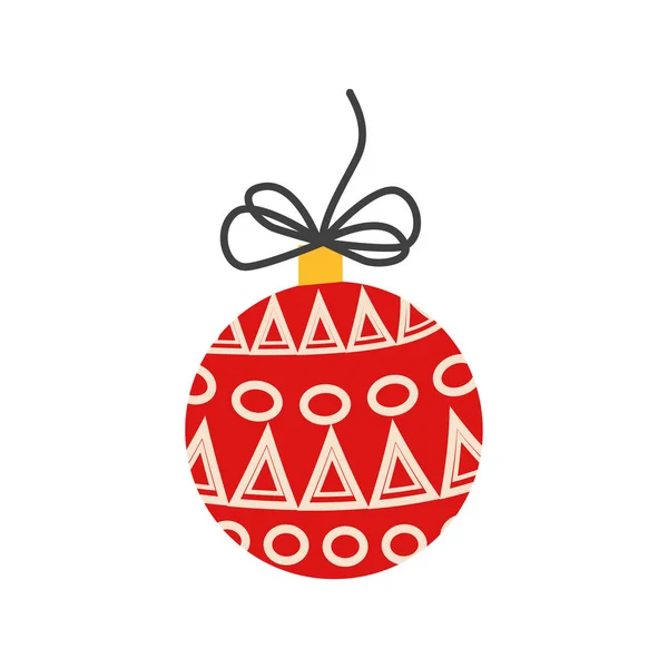 Bola Roja Navidad Juguete Del Árbol Navidad Con Cinta Lazo — Vector de stock