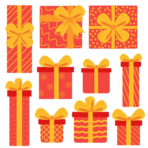 Geschenkboxen Geschenke Icon Set Handgezeichnete Doodle Sammlung Sale Shopping Konzept — Stockvektor