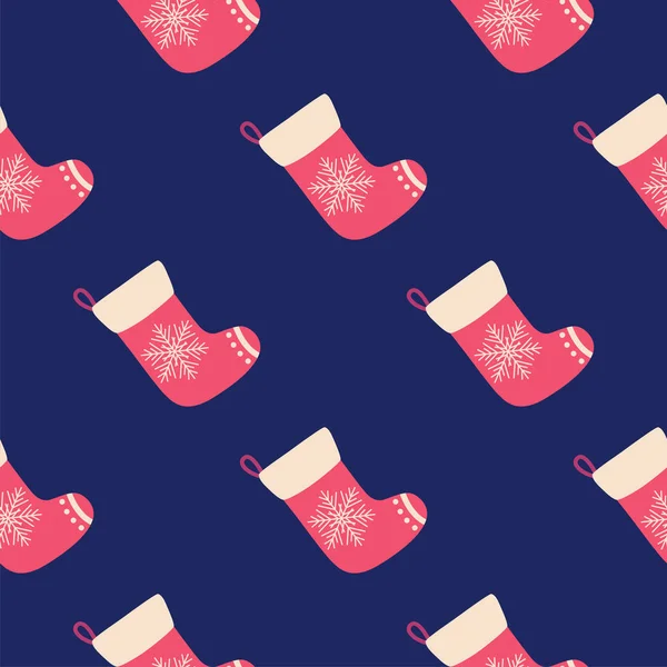 Patrón Sin Costuras Navidad Año Nuevo Con Calcetines — Vector de stock