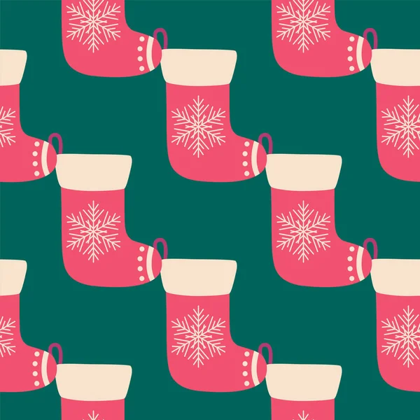Patrón Sin Costuras Navidad Año Nuevo Con Calcetines — Archivo Imágenes Vectoriales