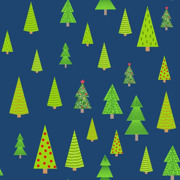 Fondo Navidad Sin Costuras Con Árboles Navidad Decorativos — Vector de stock