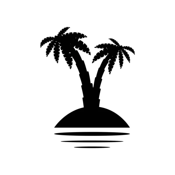 Tropiska Palmer Svarta Siluetter Och Konturer Vit Bakgrund Palm Tropiska — Stock vektor