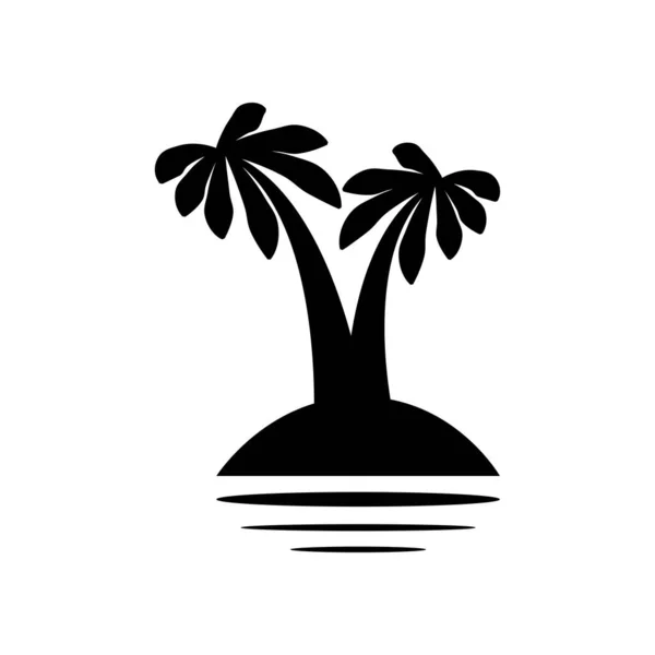 Tropik Palmiye Ağaçları Siyah Siluetler Beyaz Arkaplan Üzerindeki Dış Hatlar — Stok Vektör