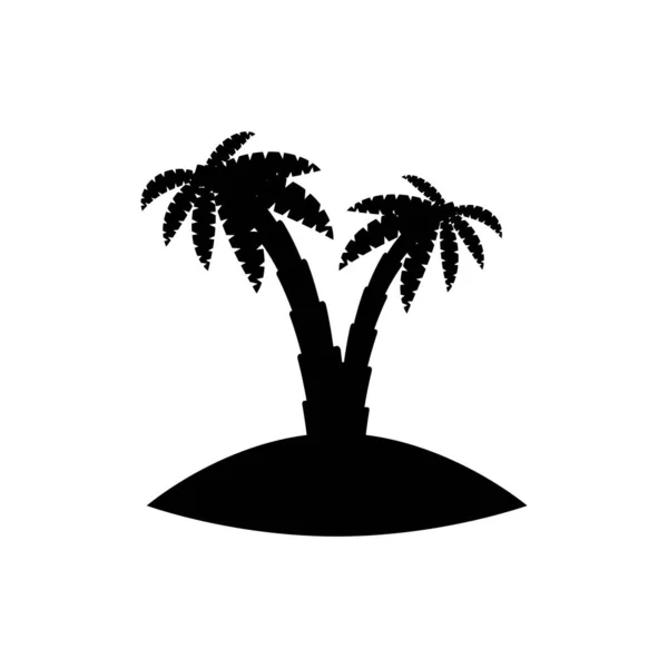 Palme Tropicali Sagome Nere Contorni Contorni Sfondo Bianco Icona Palma — Vettoriale Stock