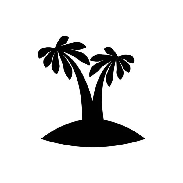 熱帯のヤシの木 黒いシルエット 白い背景の輪郭 ヤシの熱帯の木のアイコン黒いシルエット — ストックベクタ