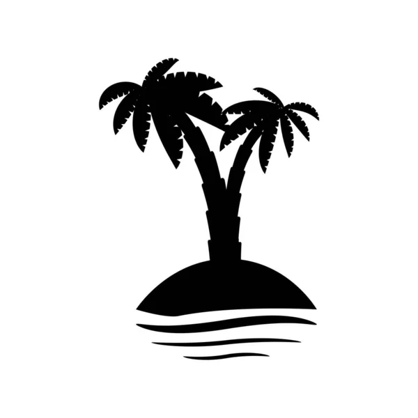 Tropical Palm Trees Black Silhouettes Outline Contours White Background Palm — Stock Vector