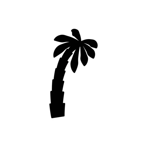 Palma Tropicale Set Icone Nero Silhouette Illustrazione Isolato Sfondo Bianco — Vettoriale Stock