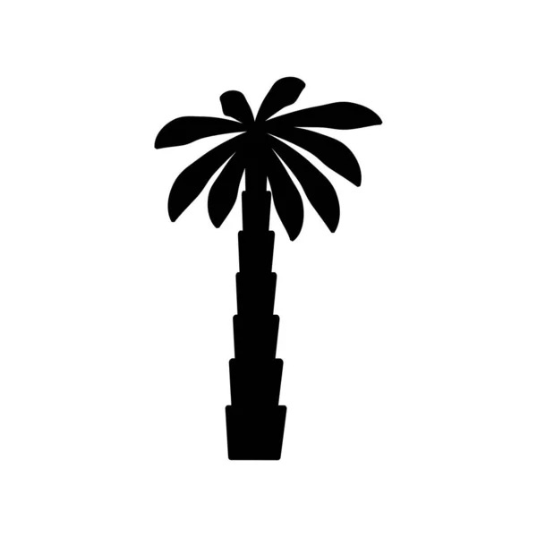 Palm Tropical Tree Set Icons Black Silhouette Illustration Isolated White — Stock Vector