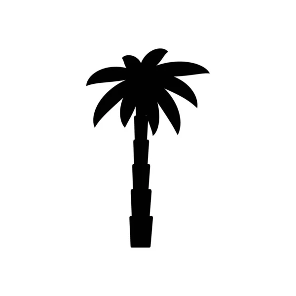 Palmera Tropical Conjunto Iconos Silueta Negra Ilustración Aislada Sobre Fondo — Vector de stock