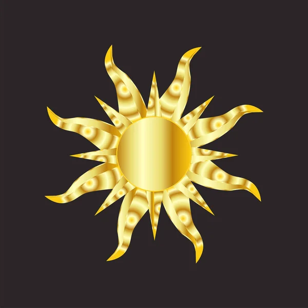 Tato Boho Emas Mistis Dengan Matahari Desain Linear Elemen Elemen - Stok Vektor