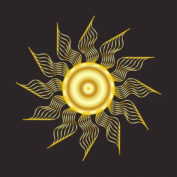 Mistyczne Złote Boho Tatuaże Słońcem Projekt Liniowy Elementy Astrologii Mistycyzmu — Wektor stockowy