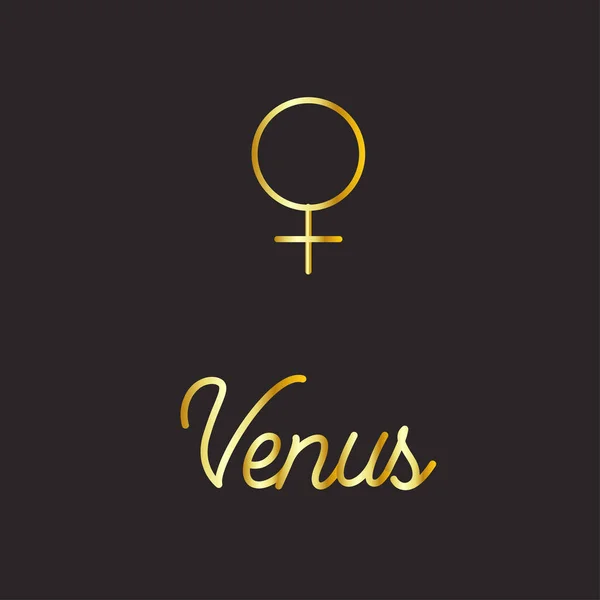 Zodíaco Símbolos Astrológicos Planetas Color Oro Sobre Negro — Vector de stock