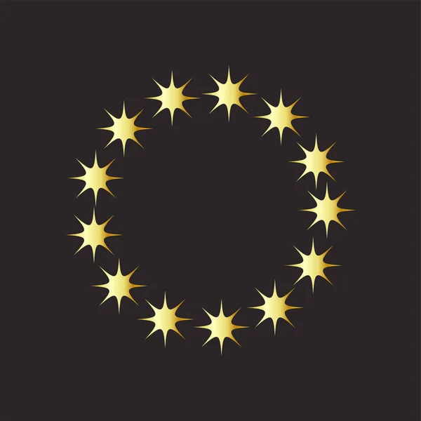 暗い背景に輝く黄金の星で作られたフレーム 輝く効果を持つ光沢のあるフレーム — ストックベクタ
