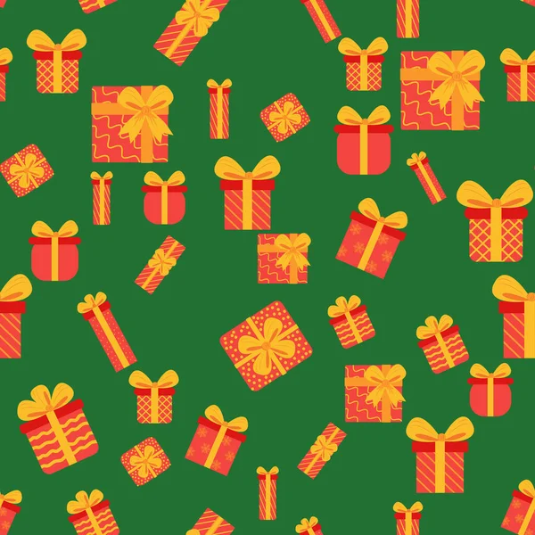 Nahtloser Hintergrund Mit Weihnachtsschachteln Und Geschenken Weihnachtsverpackung Neues Jahr — Stockvektor