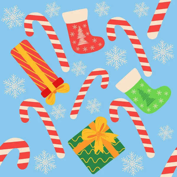 圣诞无缝图案与糖果手杖 圣诞包装纸 — 图库矢量图片