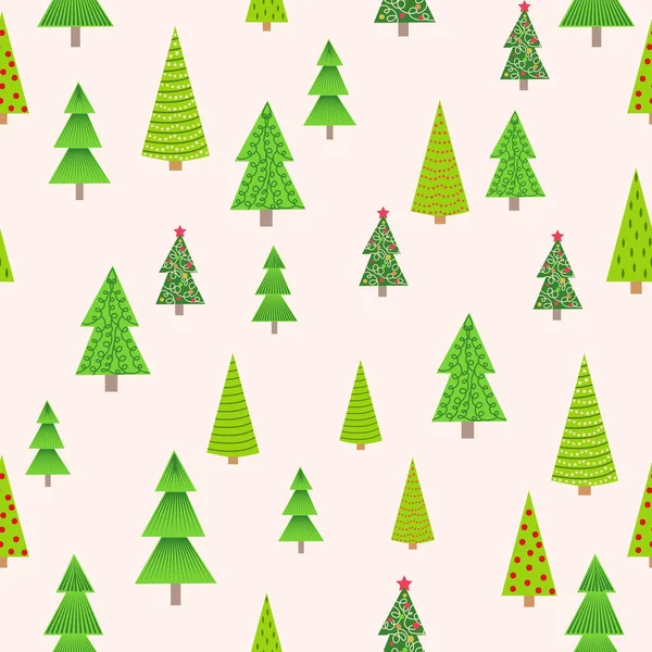Patrón Sin Costuras Navidad Con Árboles Navidad Diferentes Tamaños Bosque — Archivo Imágenes Vectoriales