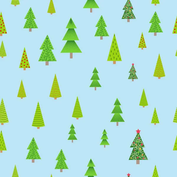 Fondo Navidad Sin Costuras Con Árboles Navidad Decorativos — Vector de stock