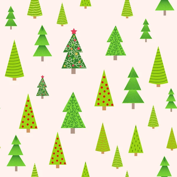 Fondo Navidad Sin Costuras Con Árboles Navidad Decorativos — Vector de stock