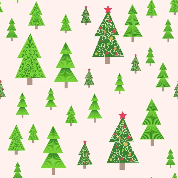 圣诞树无缝图案 冬天的森林 松树和雪花 用于织物 包装纸或墙纸的印刷 庆祝新年的模式 圣诞模式 — 图库矢量图片