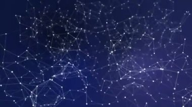 Noktaları ve çizgileri hareket ettiren soyut dijital bağlantı. Teknoloji geçmişi. Ağ bağlantısı yapısı