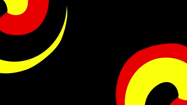 Espiral hipnótica en movimiento. Espiral psicodélica inconsútil y rotación lenta. Fondo amarillo, naranja, rojo y negro — Vídeo de stock