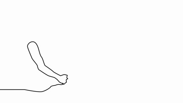 Uno mismo-dibujar una animación simple de un ejercicio continuo de dibujar una línea, una persona toma yoga, un estilo de vida sano, salud, deporte, aptitud — Vídeos de Stock