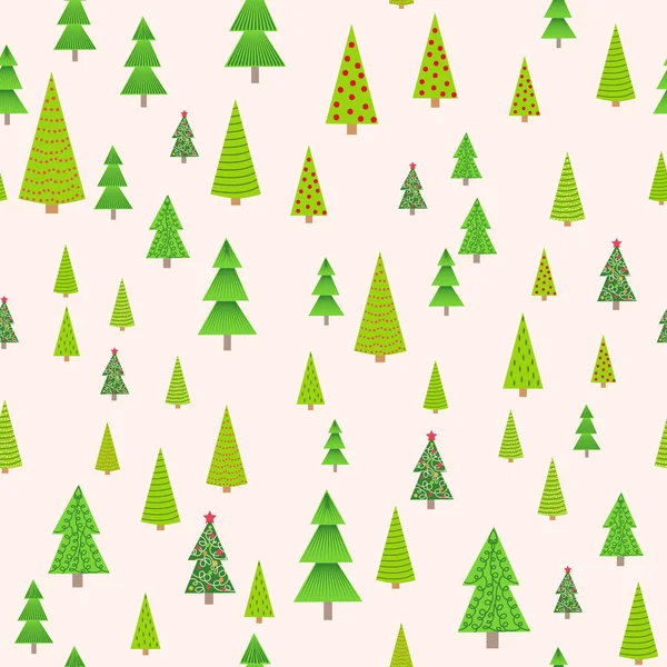 Patrón Sin Costuras Navidad Con Árboles Navidad Diferentes Tamaños Bosque — Vector de stock