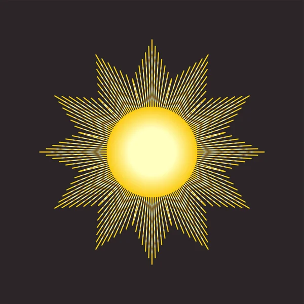 Güneşli Mistik Altın Boho Dövmeleri Doğrusal Tasarım Astroloji Elementleri Mistisizm — Stok Vektör