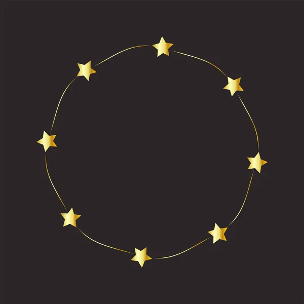 Moldura Feita Estrelas Dourada Brilhando Sobre Fundo Escuro Moldura Brilhante — Vetor de Stock