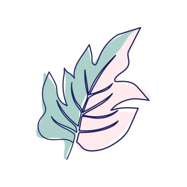 Devamlı güzel çiçek canavarı yaprağı çizimi.