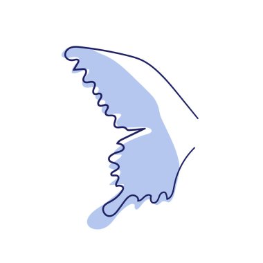 Kelebek kanadının sürekli çizim elementi, dekoratif element. Moda taslak biçiminde hayvan şekli illüstrasyonu.