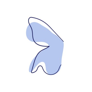 Kelebek kanadının sürekli çizim elementi, dekoratif element. Moda taslak biçiminde hayvan şekli illüstrasyonu.