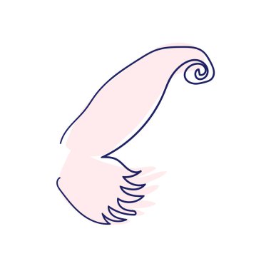 Kelebek kanadının sürekli çizim elementi, dekoratif element. Moda taslak biçiminde hayvan şekli illüstrasyonu.