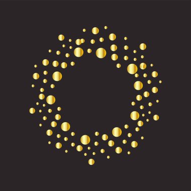 Yıldızlardan yapılmış bir çerçeve, koyu bir arkaplanda parlayan altın rengi. Parlak efektli parlak çerçeve