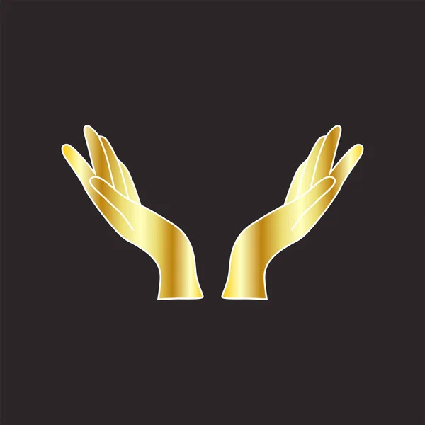 Gold Female Hands Icon Linear Style Hands Fingers Design Hands — Vector de stock