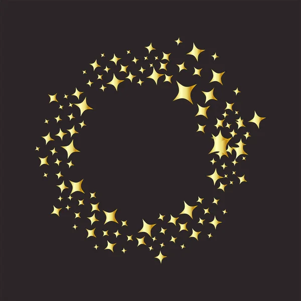 Marco Hecho Estrellas Dorado Que Brilla Sobre Fondo Oscuro Marco — Vector de stock