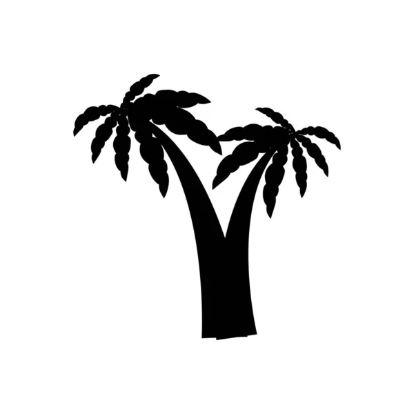 Palm Tropical Tree Icon Black Silhouette Illustration Isolated White Background — Stock Vector