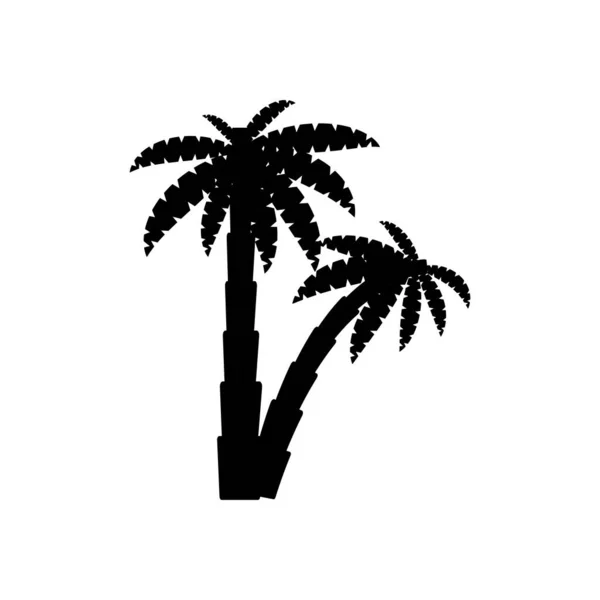 Icône Palmier Arbre Tropical Silhouette Noire Illustration Isolée Sur Fond — Image vectorielle