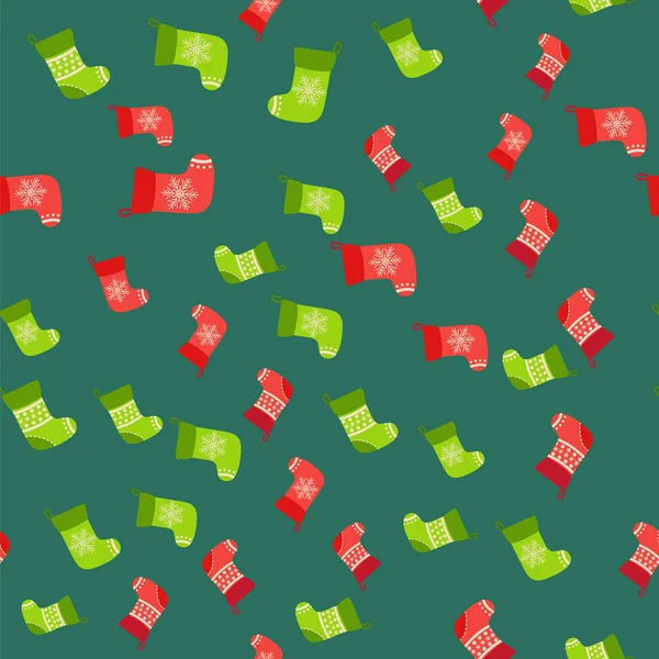 Fundo Natal Com Verde Meias Vermelhas Papel Embrulho Imagem Fundo —  Vetores de Stock